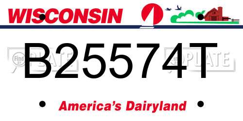 B25574T Wisconsin License Plate