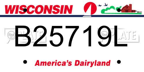 B25719L Wisconsin License Plate