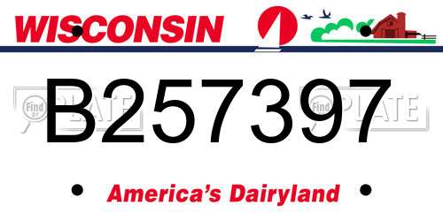 B257397 Wisconsin License Plate