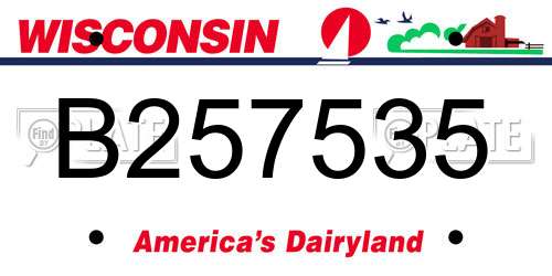 B257535 Wisconsin License Plate