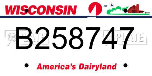 B258747 Wisconsin License Plate