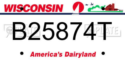 B25874T Wisconsin License Plate
