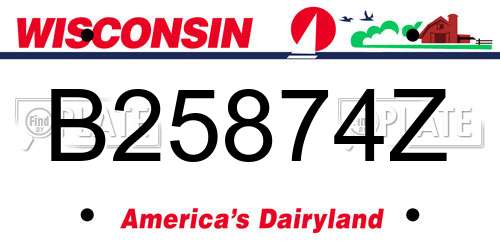 B25874Z Wisconsin License Plate