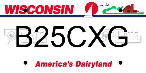B25CXG Wisconsin License Plate