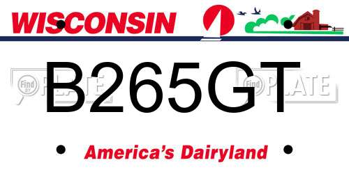 B265GT Wisconsin License Plate