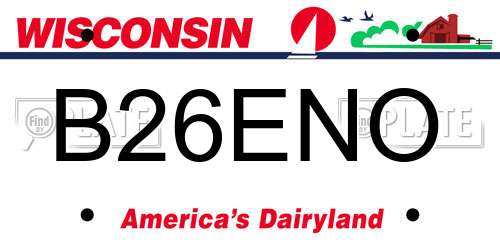 B26ENO Wisconsin License Plate