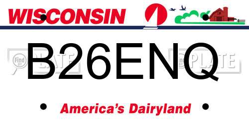 B26ENQ Wisconsin License Plate