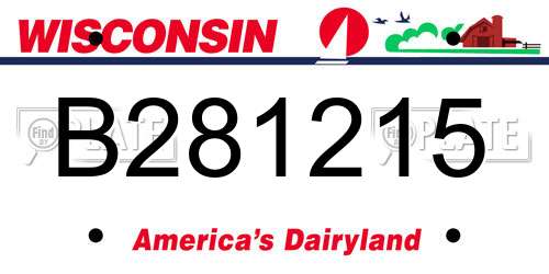B281215 Wisconsin License Plate