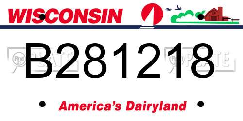 B281218 Wisconsin License Plate