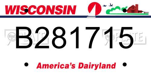 B281715 Wisconsin License Plate