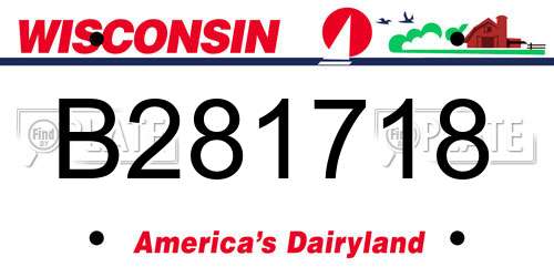 B281718 Wisconsin License Plate