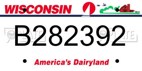 B282392 Wisconsin License Plate