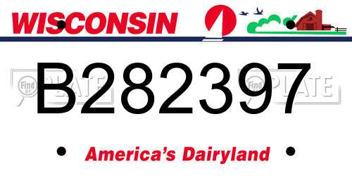 B282397 Wisconsin License Plate