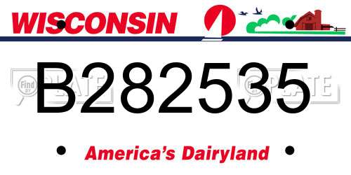 B282535 Wisconsin License Plate