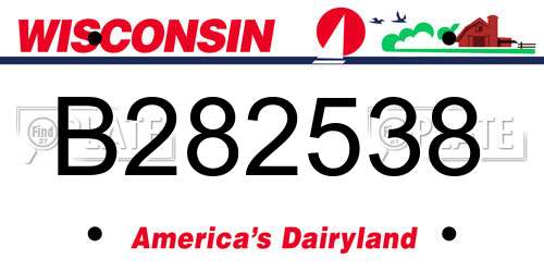 B282538 Wisconsin License Plate