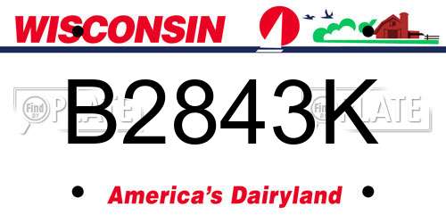 B2843K Wisconsin License Plate