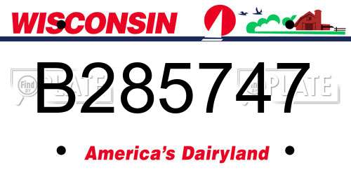 B285747 Wisconsin License Plate