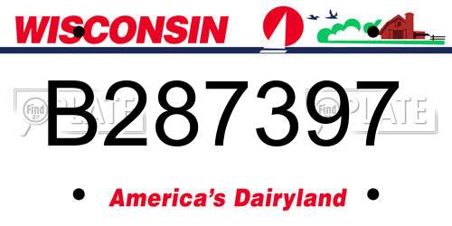 B287397 Wisconsin License Plate