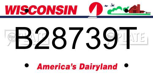 B28739T Wisconsin License Plate