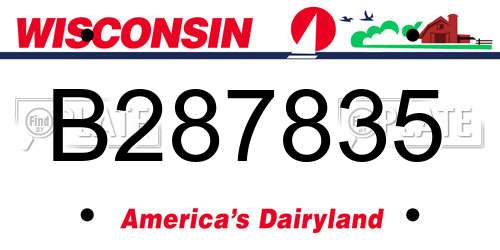 B287835 Wisconsin License Plate