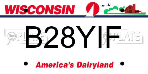 B28YIF Wisconsin License Plate