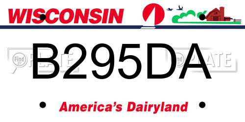 B295DA Wisconsin License Plate