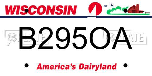 B295OA Wisconsin License Plate