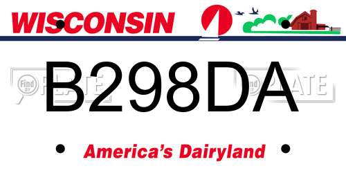B298DA Wisconsin License Plate