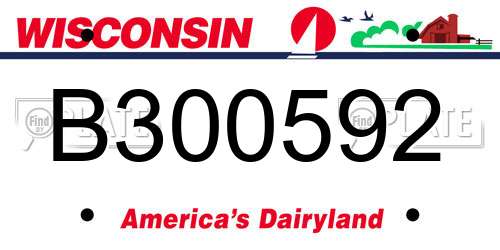 B300592 Wisconsin License Plate