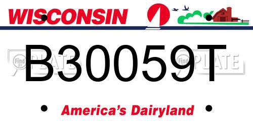 B30059T Wisconsin License Plate