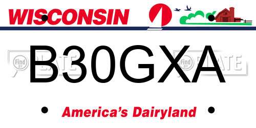 B30GXA Wisconsin License Plate