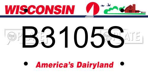 B3105S Wisconsin License Plate