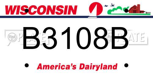 B3108B Wisconsin License Plate
