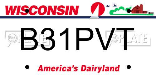 B31PVT Wisconsin License Plate