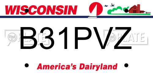 B31PVZ Wisconsin License Plate