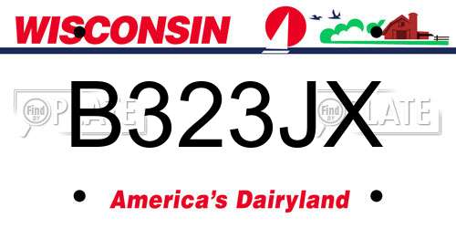 B323JX Wisconsin License Plate