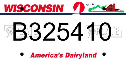 B325410 Wisconsin License Plate