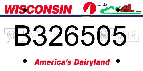 B326505 Wisconsin License Plate