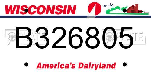 B326805 Wisconsin License Plate