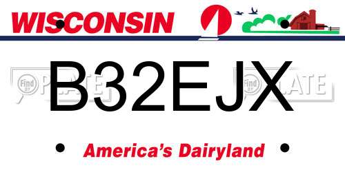 B32EJX Wisconsin License Plate