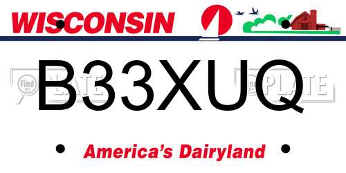 B33XUQ Wisconsin License Plate