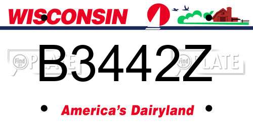 B3442Z Wisconsin License Plate