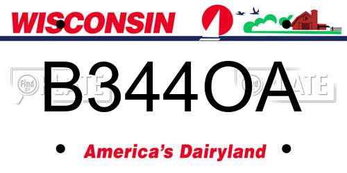 B344OA Wisconsin License Plate