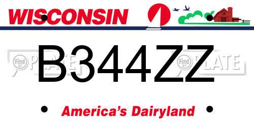 B344ZZ Wisconsin License Plate