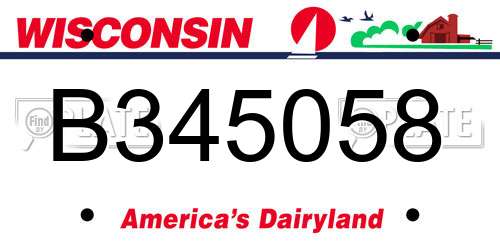 B345058 Wisconsin License Plate