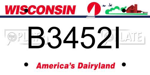 B3452I Wisconsin License Plate
