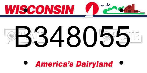 B348055 Wisconsin License Plate