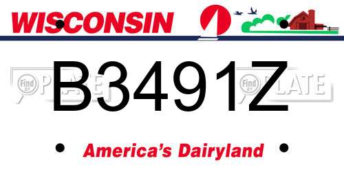 B3491Z Wisconsin License Plate