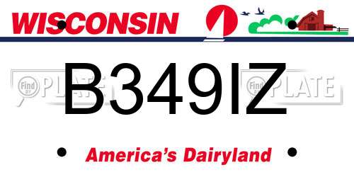 B349IZ Wisconsin License Plate