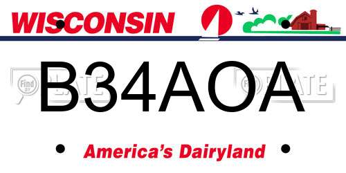 B34AOA Wisconsin License Plate